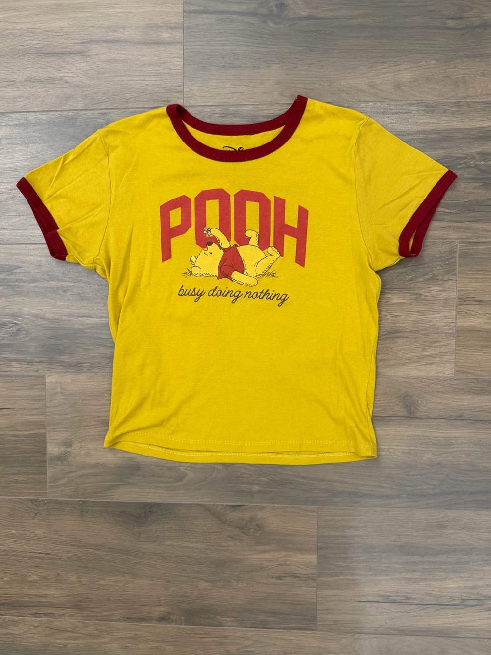 Disney Yellow & Red Winnie the Pooh Graphic Ringer Tee